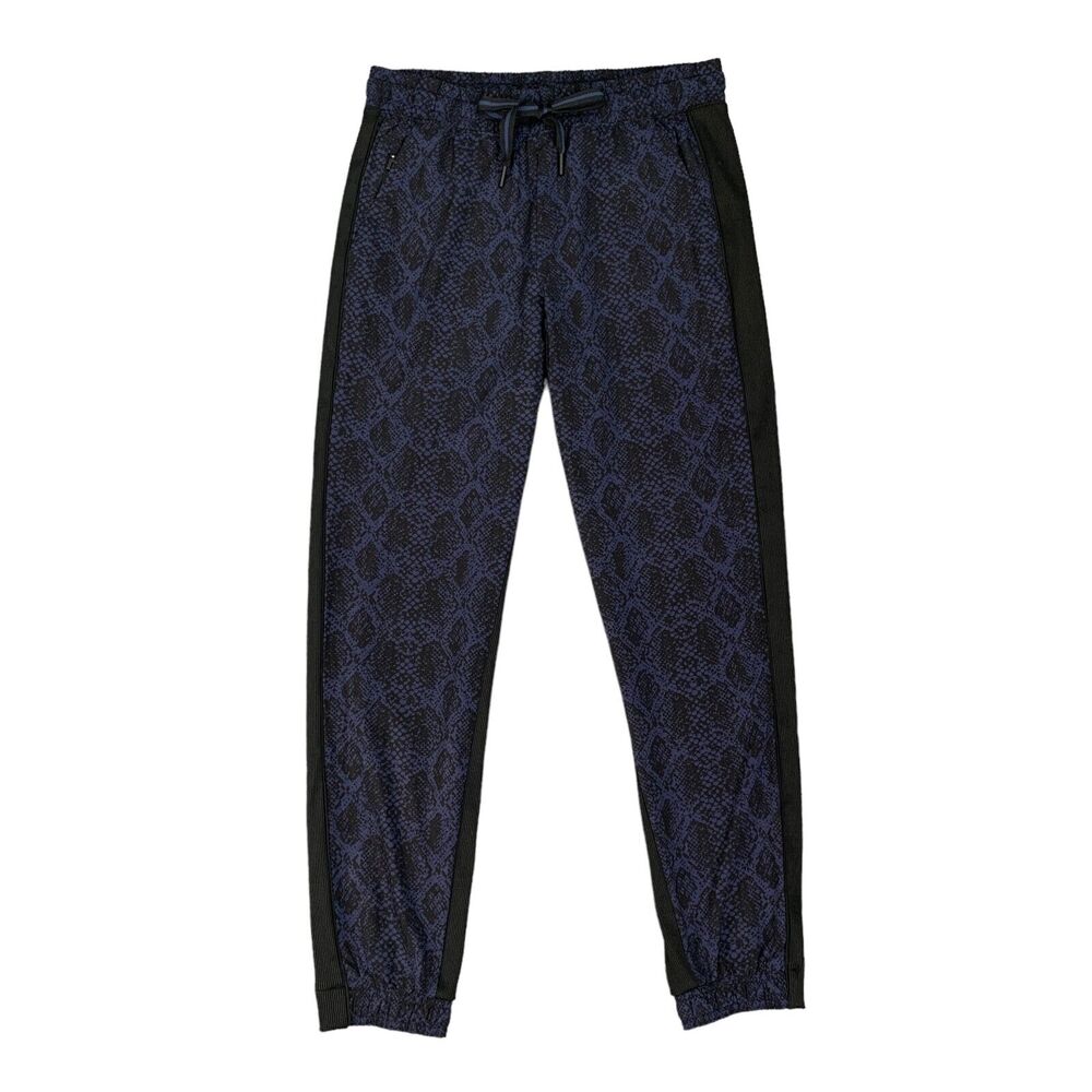 Athleta Joggers Womens 4 Blue Black Snake Printed Brooklyn Commute Travel Pants